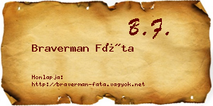 Braverman Fáta névjegykártya